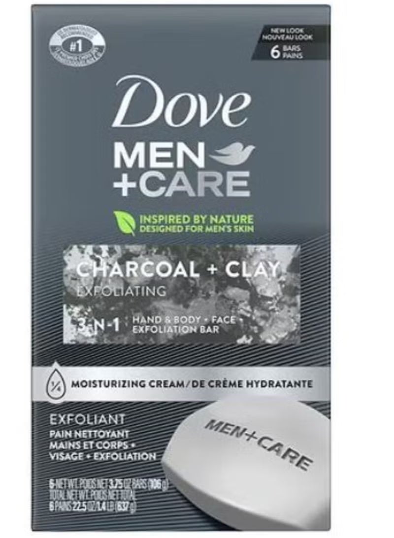 مين+كير، فحم + طين، 3 في 1 لليدين والجسم والوجه والحلاقة، 106 غرام، 6 قطع